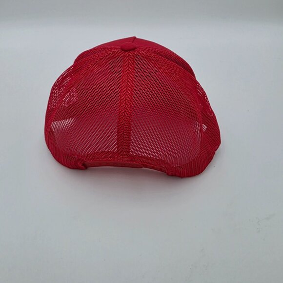 The Classics Red Mesh Trucker Hat Black Cat Face Snapback Cap - Picture 4 of 8